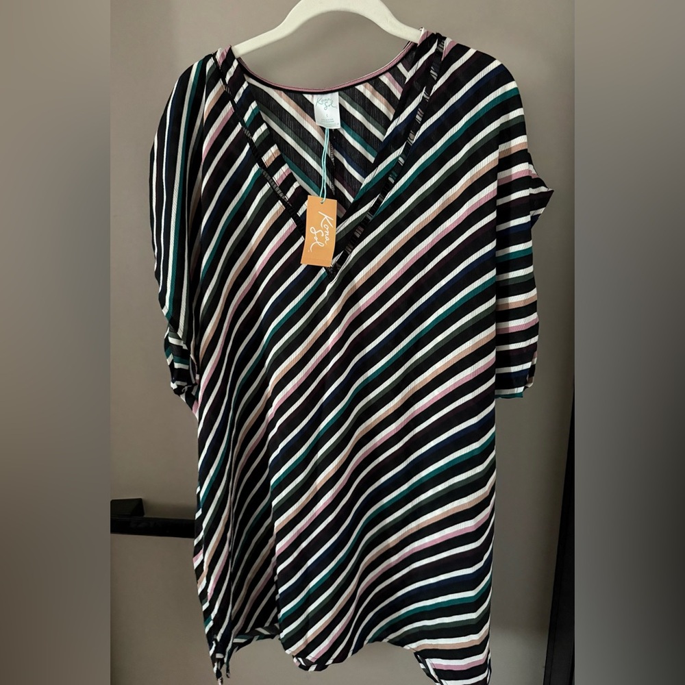 Kona Sol Multicolor Striped  Swim Cover Up